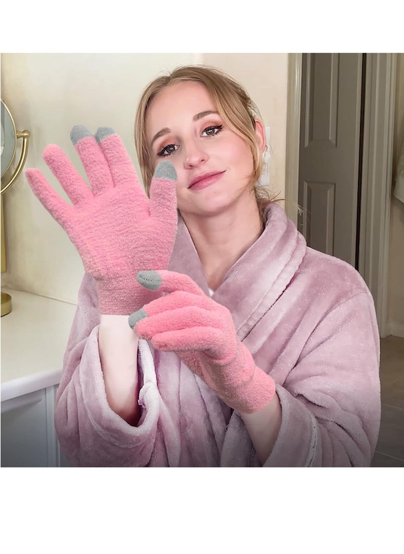 Eurow Moisturizing Gloves with Aloe Infused and Touch Screen Fingers, Durable and Reusable, Pink, 1 Pair