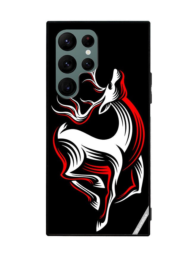 VR CREATIVE Protective Case Cover For Samsung Galaxy S22 Ultra 5G Deer On A Black Design Multicolour - Image 1