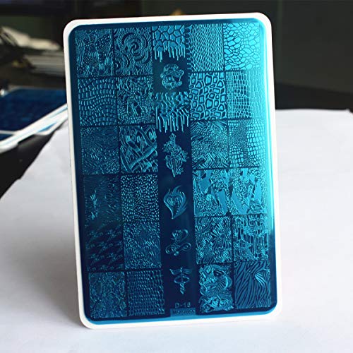Mezerdoo 2Pcs Snakeskin Pattern Nail Stamping Template Cute Facial Expression Feather Nail Design Stamping Plate Skull Leopard Nail Art Image Plate 14.5×9.5cm Stainless Steel Nail Stencil Tools - Image 2