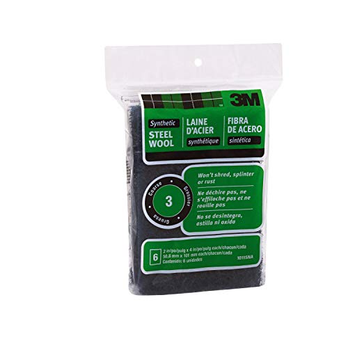 3M Synthetic Steel Wool Pads, #3 Coarse, 6-Pads, Use Wet Or Dry, Compatible With Water-Based Strippers & Finishes, Will Not Shred, Splinter Or Rust Like Steel Wool Does, Rinse and Reuse (10115NA) - Image 1