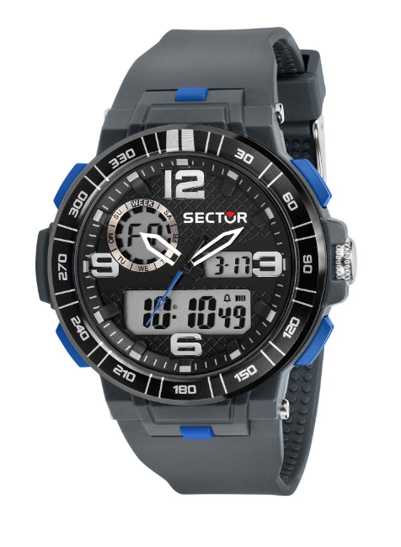 Sector ساعة يد للرجال 46MM بقرص أسود وحزام رمادي من البولي يوريثان - R3251532002 - Image 1