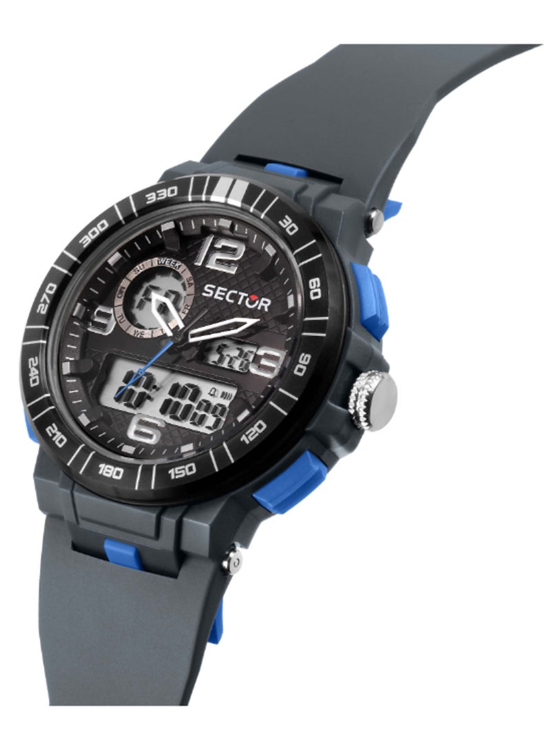Sector ساعة يد للرجال 46MM بقرص أسود وحزام رمادي من البولي يوريثان - R3251532002 - Image 5