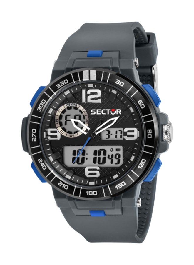 Sector Men's Black Round Digital Dial with Grey Polyurethane Band Watch - 46mm - R3251532002 - Image 1