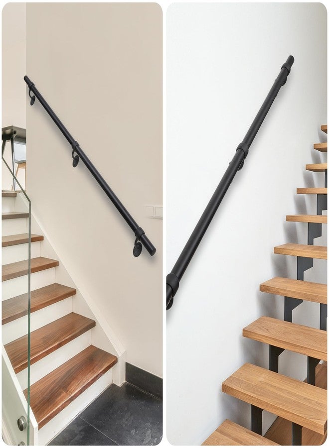 SDNBHT Stair Railing Indoor Metal Hand Rails for Indoor Stairs 1.5" Pipe Stair Handrail Aluminum Wall Mounted Indoor/Outdoor Handrail for Steps Black Industrial Handrail for Stairs 5ft - Image 5