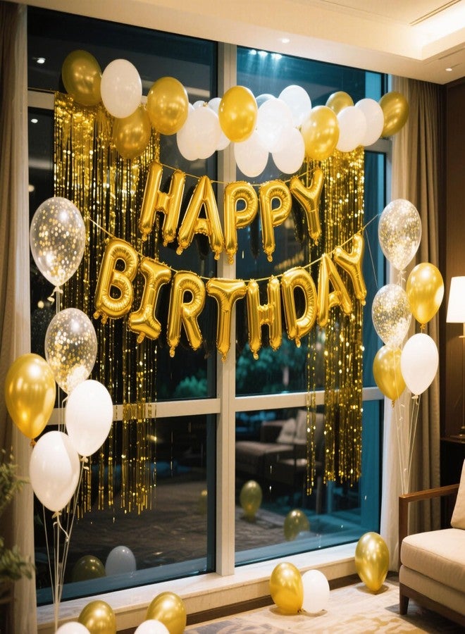 K.E.J. Gold Happy Birthday Balloon Banner Set -16 Inch Foil Letters Balloons, Reusable Birthday Decorations and Party Supplies, Suitable for Men and Women's Birthday Decorations，Party Backdrop - Image 4