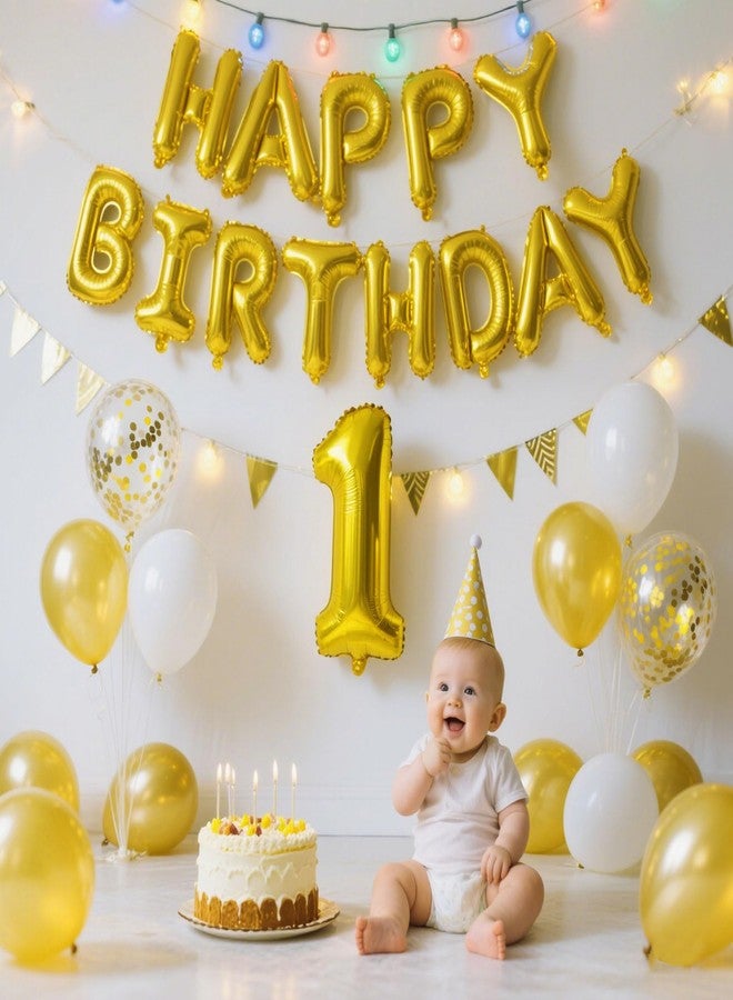 K.E.J. Gold Happy Birthday Balloon Banner Set -16 Inch Foil Letters Balloons, Reusable Birthday Decorations and Party Supplies, Suitable for Men and Women's Birthday Decorations，Party Backdrop - Image 5