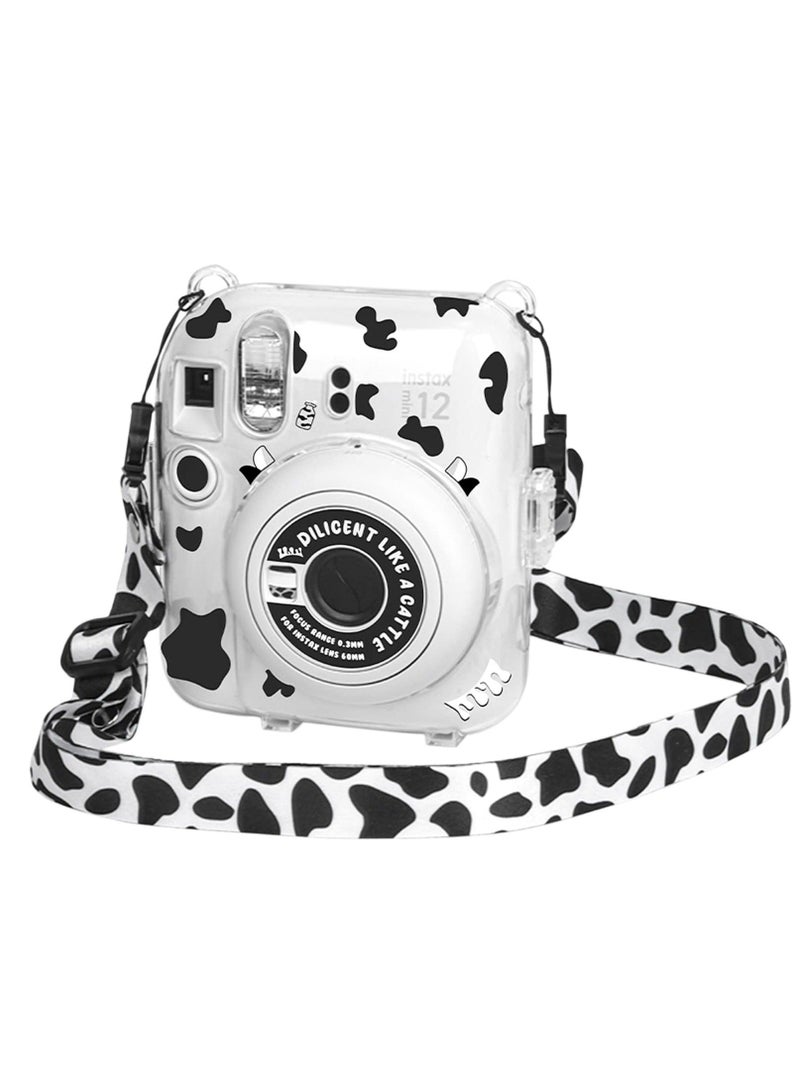 Y&D Clear Case for Fuji Instax Mini 12/Polaroid 12, Fujifilm 12 Instant Camera with Back Photos Pocket, Shoulder Strap and Beautiful Sticker  - Image 3