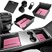 XINTUO 5Pcs Center Console Organizer Tray Compatible for Tesla Model Y Accessories 2025 20242021 Armrest Hidden Drawer Storage Box Cup Holder Not Compatible for Model 3 Highland Model y JuniperPink - Image 2