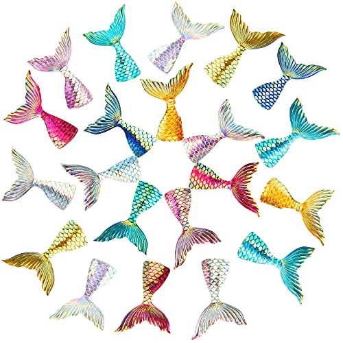 Yookeer 36 Pcs Mermaid Tail Cake Cupcake Toppers Acrylic Mini Mermaid Tail Figures Cake Decorations Glitter for Party Decoration Baby Shower Party Supplies - Image 1