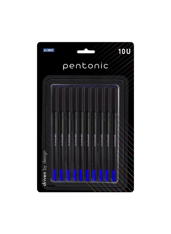 Pentonic - 0.7 Mm Ball Pen Blister Pack | Black Body | Blue Ink | Set Of 10 Pens - Image 1