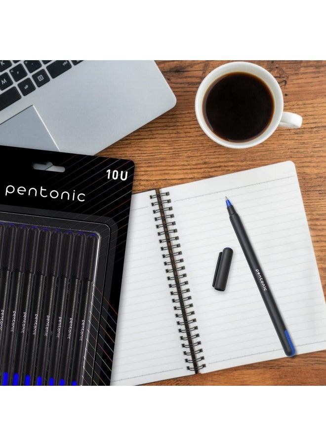 Pentonic - 0.7 Mm Ball Pen Blister Pack | Black Body | Blue Ink | Set Of 10 Pens - Image 1