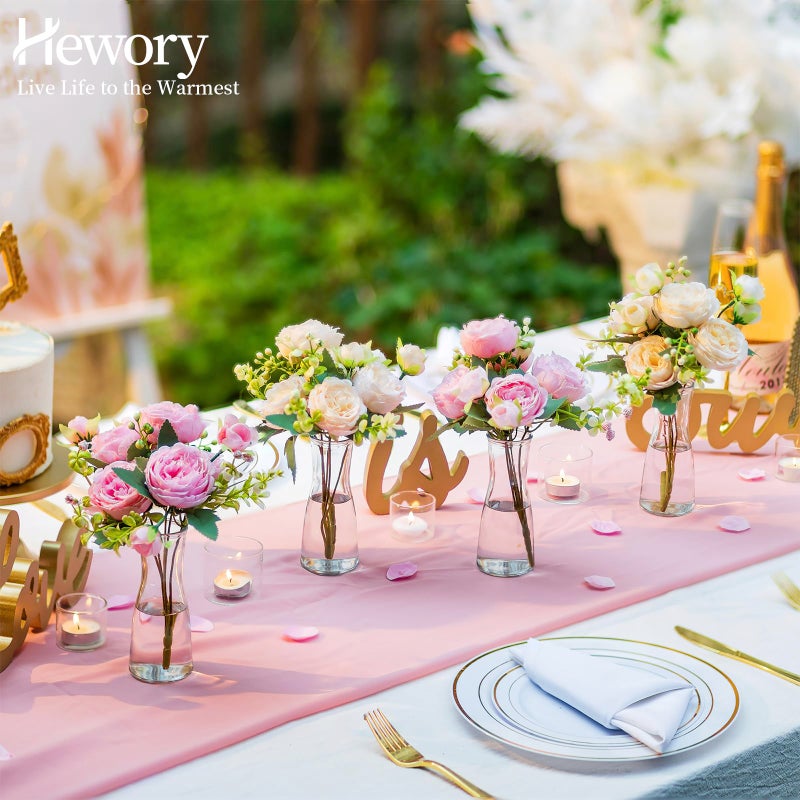 Hewory Glass Bud Vases for Centerpieces - Clear Small Flower Vase Set of 12, Modern Minimalist Cute Mini Decorative Bulk Vases for Wedding Bridal Shower Birthday Party Events Dining Room Table Decor - Image 4
