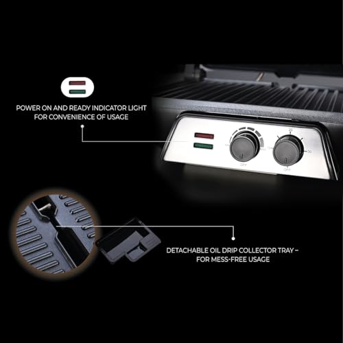 Usha iChef Sandwich Grill | 2000 Watt| Large 4 Slice Flat Bread Griller | 0-180° Flat Bed | Temperature and Timer Control | Auto Shut-Off After Pre-Set time |2 Years Warranty (Stainless Steel) - Image 5