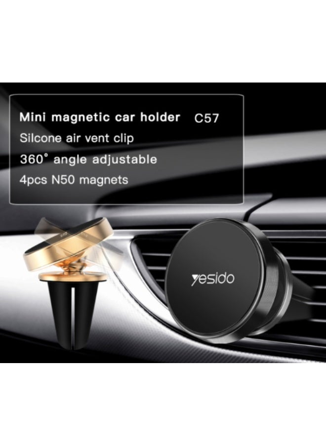 Yesido C57 4PCS N50 Outlet Air Vent Car Magnetic Magnet Mobile Phone Holder Bracket Clip Ultra-Strong Grip and 360 Rotation | Model C57 | By Yesido - Image 3