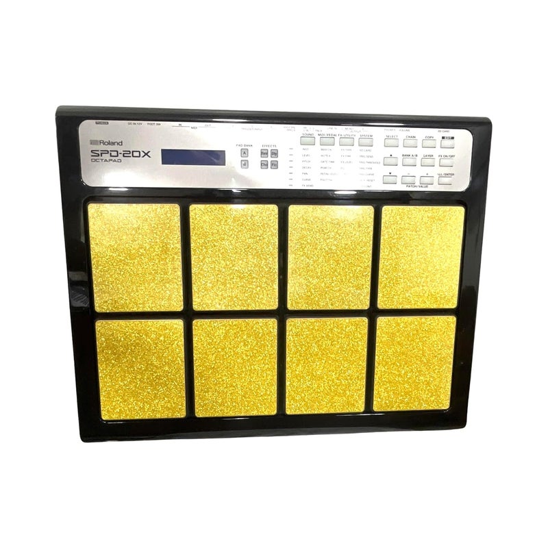 RHYTHM PRO Self Adhesive Golden Glitter PVC Sheet Waterproof DustProof for Hard Hitting Players Skin Set of 8 pcs Compatible with Roland Octapads. (Roland SPD-s) - Image 2