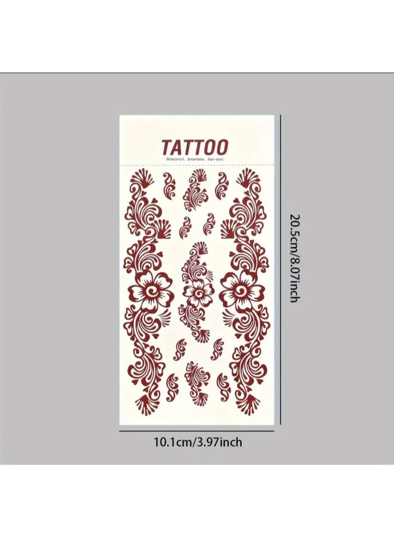 BOLREUS 3 Sheet Flower Henna Tattoo Stickers- Easy to Use, Water Transfer, Temporary Tattoo Stickers, Long-Lasting, For Hands and Fingers, Perfect for Women Party And Wedding Body Art Makeup - Image 3