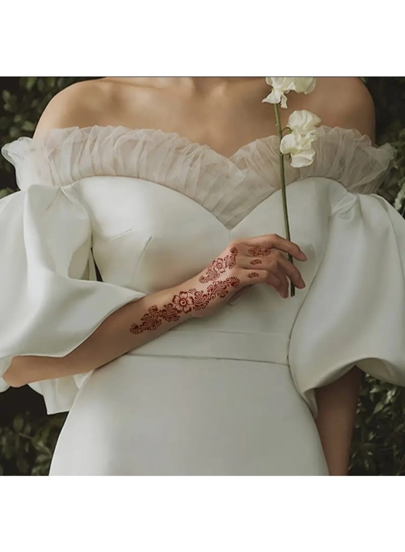 BOLREUS 3 Sheet Flower Henna Tattoo Stickers- Easy to Use, Water Transfer, Temporary Tattoo Stickers, Long-Lasting, For Hands and Fingers, Perfect for Women Party And Wedding Body Art Makeup - Image 5