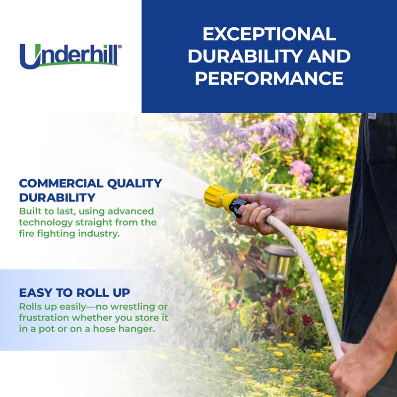 Underhill Featherweight EVO Lightweight Fabric Garden Water Hose â€“ Heavy Duty, Kink-Free Fabric Hose, Ultra Lightweight 4 lb, Flexible Water Hose for Yard, Lawn, Garden & Car Wash - Image 4