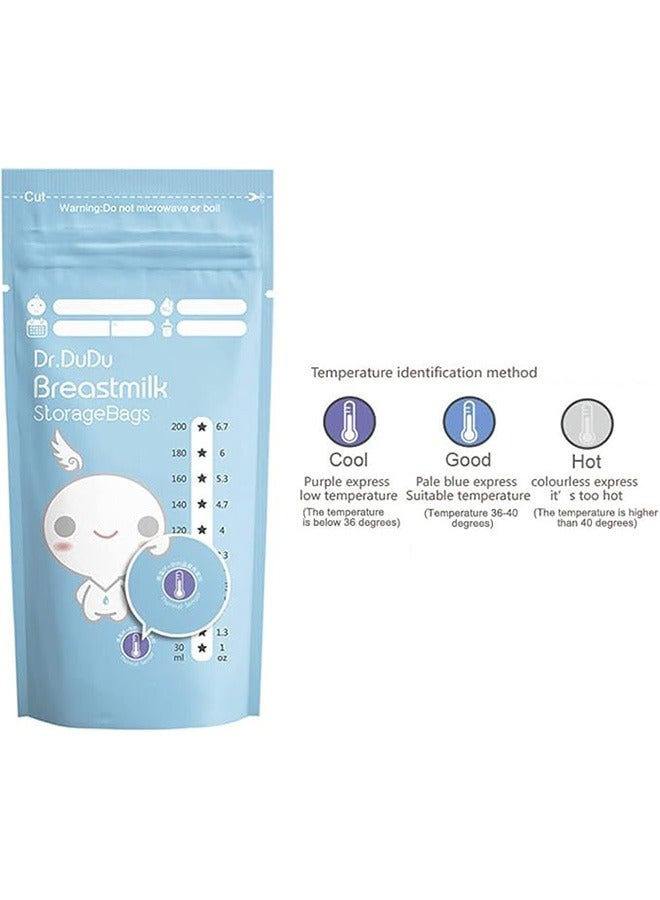 Dr.DuDu Breastmilk Storage Bags, 30 Pcs, Disposable Milk Storage Bag with Self Standing, BPA-Free, Presterilized, Hygienically Doubled-Sealed, Refrigeration and Freezing (200ml) - Image 3