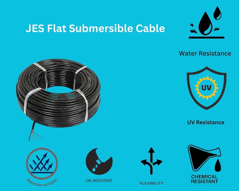JES 25 Sq Flat Submersible Cable with multicolour 3 Core 1100 Volts 80 Meter black colour wire - Image 5