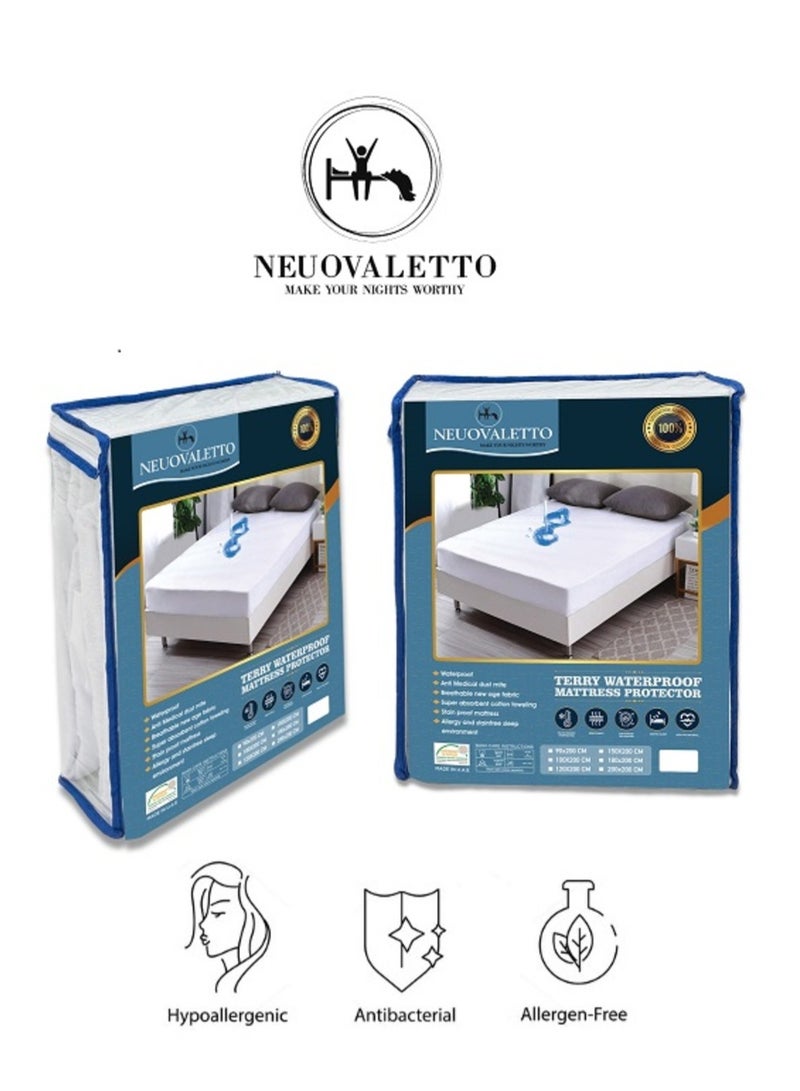 Neuovaletto Premium Queen Size 150x200x35 Mattress Protector Waterproof Soft towel Surface  - Image 3