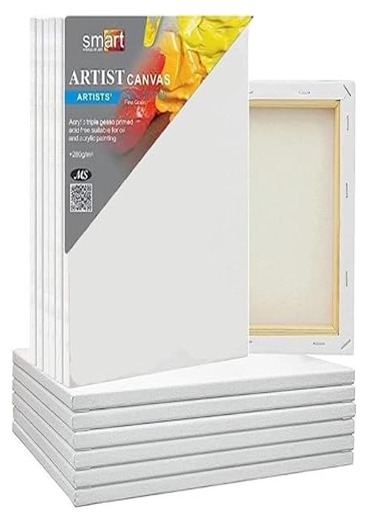 سمارت 5 قطع - مجموعة لوحات فنية بيضاء فارغة لوحة فنية صغيرة قابلة للتمدد للفنان الاكريليك النفط الطلاء الخشب القطن الفن اللوحة DIY مجلس الاطفال الكبار تجريب 15 × 15 سم من سمارت 280جرام - Image 1