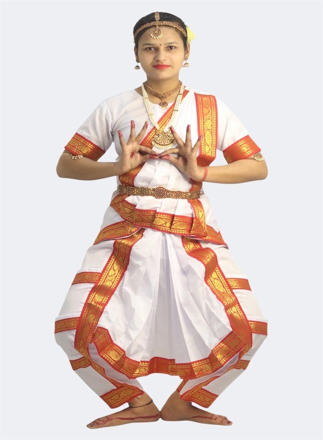 TWINKLE TOTS Bharatnatyam White dress for girls Classical Dance Bharatnatyam costume for girls fancy dress School Functions and Events - Image 1
