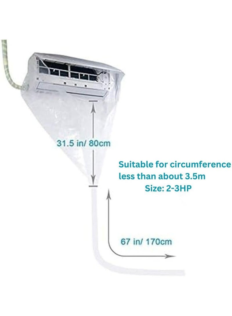 Waterproof AC Cleaning Cover Dust and Wash Protector for Wall Mounted Air Conditioners with Water Pipe and Split System Cleaning Tools (Large size)