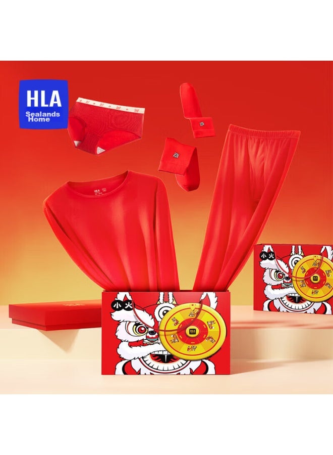 HLA Hla [hongyun Xingshi Gift Box] Women's Autumn Underwear Set, Pure Cotton Thermal Underwear And Socks For Snake Year, Zodiac Year  - Image 1