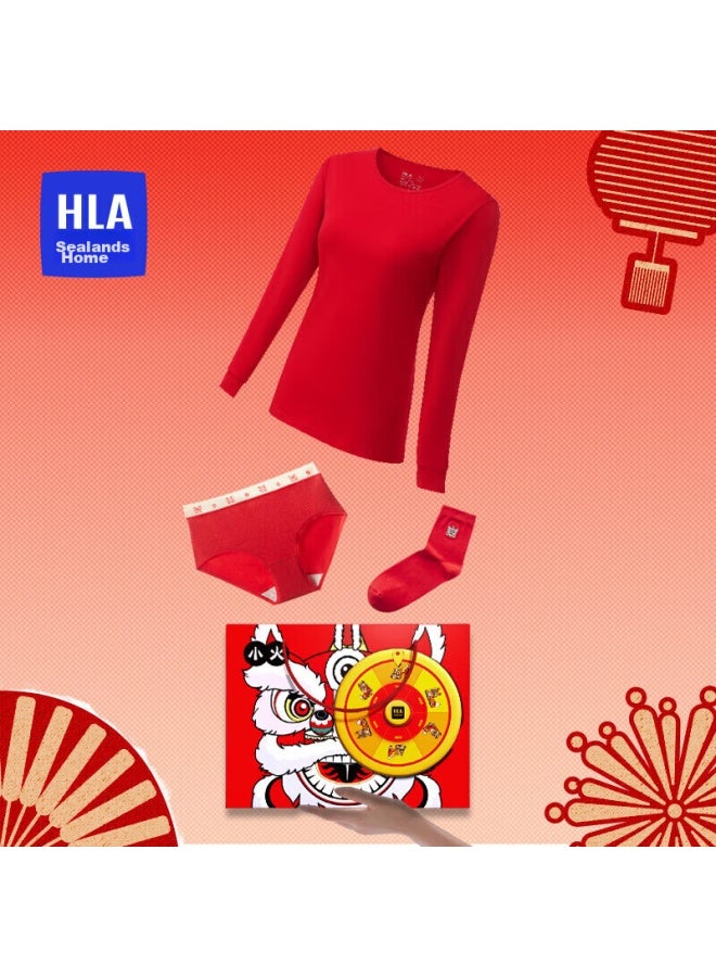 HLA Hla [hongyun Xingshi Gift Box] Women's Autumn Underwear Set, Pure Cotton Thermal Underwear And Socks For Snake Year, Zodiac Year  - Image 3