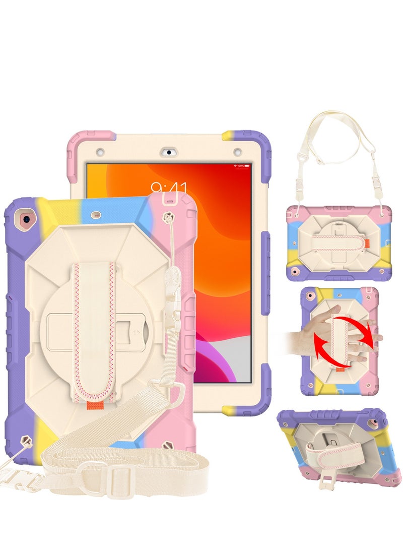 Case for  iPad 9th Gen 2021/8th Gen 2020/7th Gen 2019 10.2 inch, Protective Rugged Kids Case with Pencil Holder Shoulder Strap Hand Strap Kickstand - Image 1