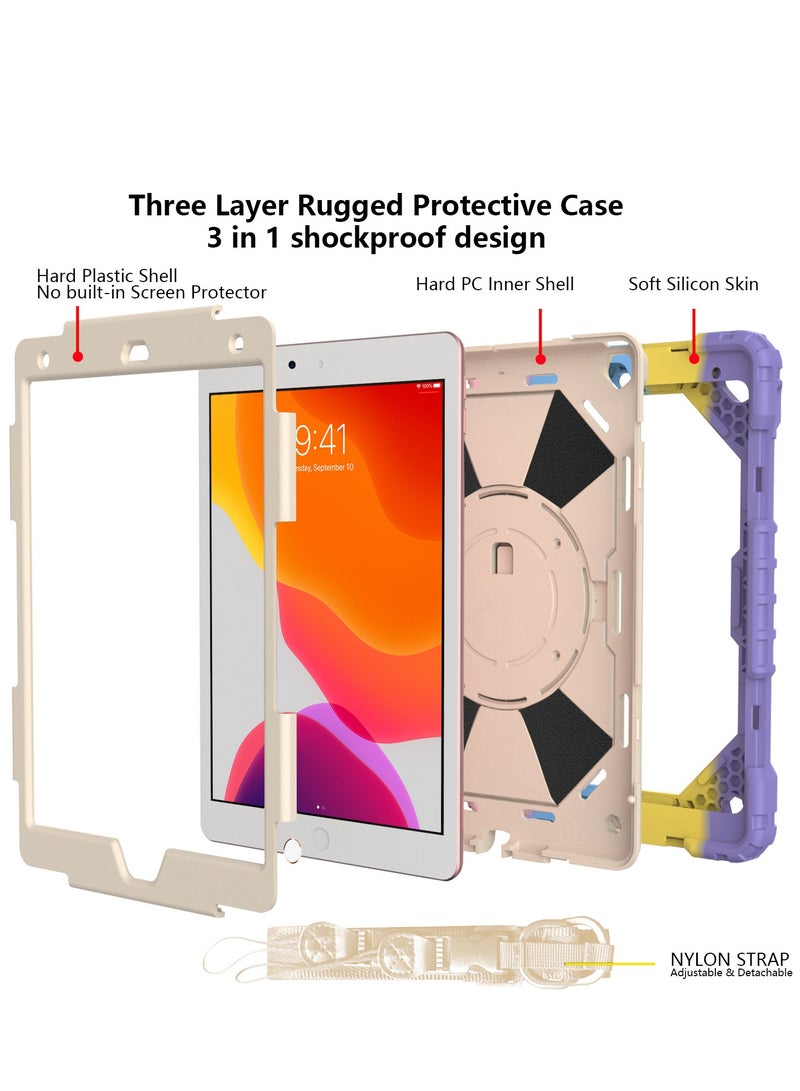 Case for  iPad 9th Gen 2021/8th Gen 2020/7th Gen 2019 10.2 inch, Protective Rugged Kids Case with Pencil Holder Shoulder Strap Hand Strap Kickstand - Image 2