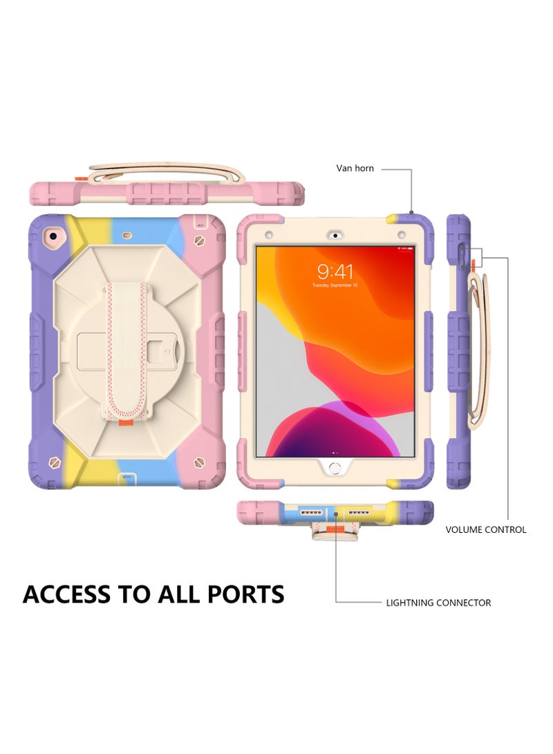 Case for  iPad 9th Gen 2021/8th Gen 2020/7th Gen 2019 10.2 inch, Protective Rugged Kids Case with Pencil Holder Shoulder Strap Hand Strap Kickstand - Image 4