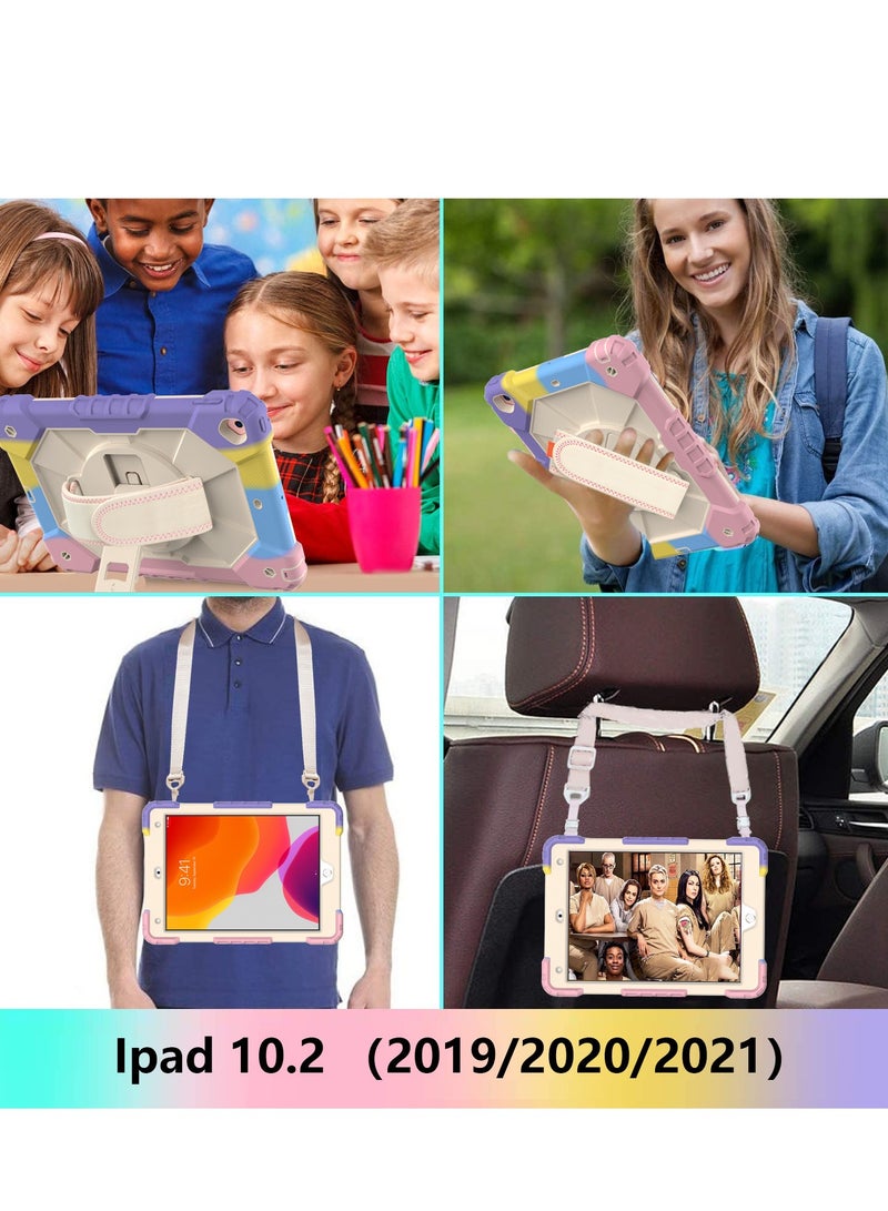 Case for  iPad 9th Gen 2021/8th Gen 2020/7th Gen 2019 10.2 inch, Protective Rugged Kids Case with Pencil Holder Shoulder Strap Hand Strap Kickstand - Image 5