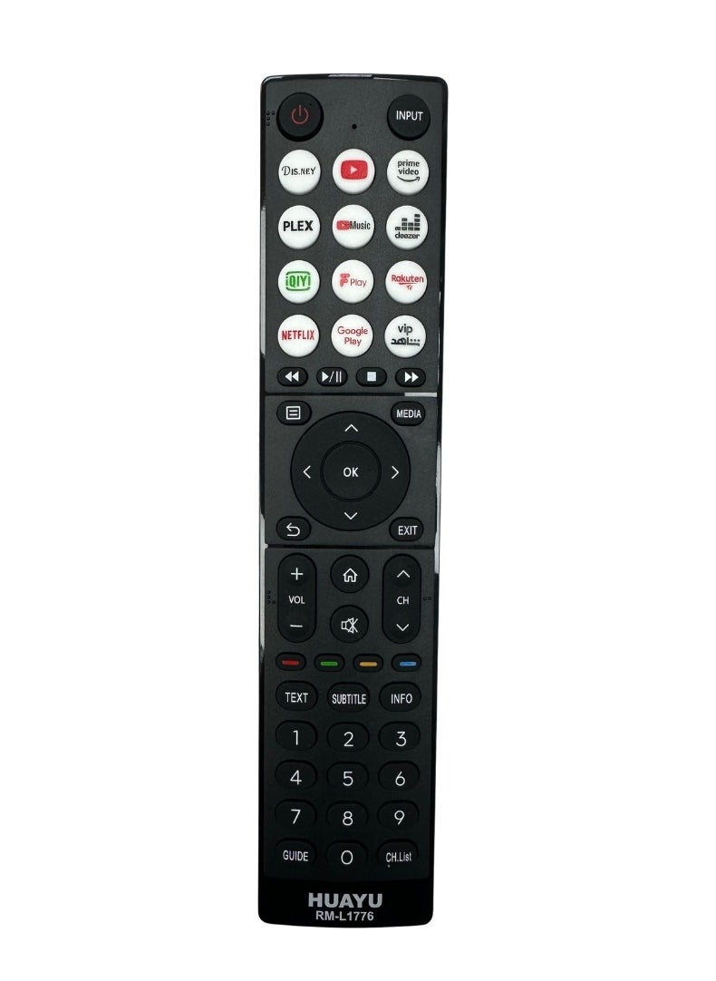 Huayu - Huayu Remote Control for Hisense LCD LED Smart TV with Many Shortcut Buttons Easy Setup Model RM-L1776 - Image 1