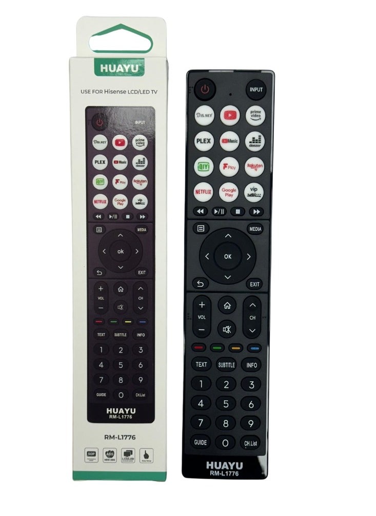 Huayu - Huayu Remote Control for Hisense LCD LED Smart TV with Many Shortcut Buttons Easy Setup Model RM-L1776 - Image 1