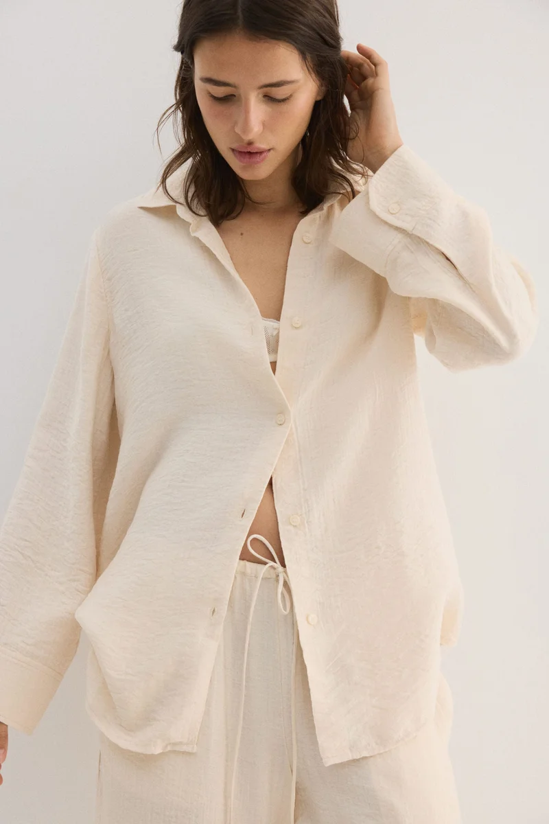 H&M Crinkled viscose-blend shirt