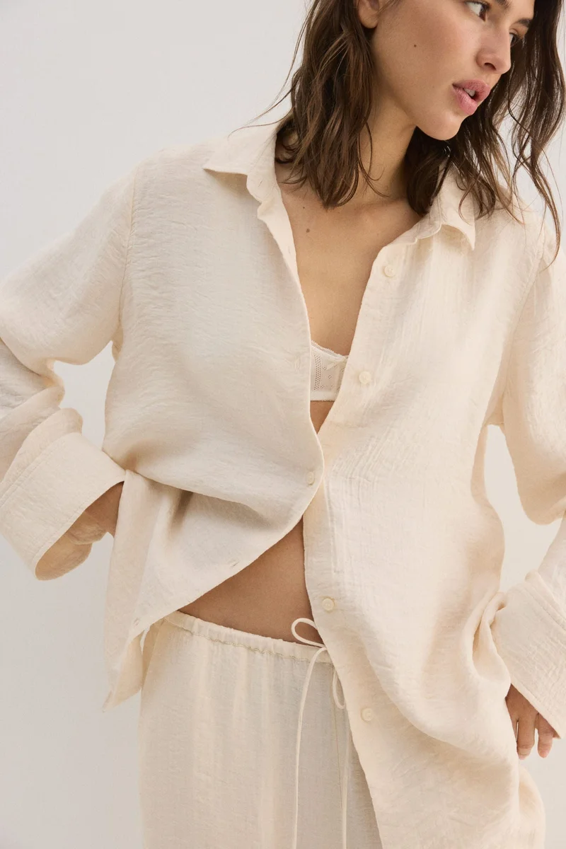 H&M Crinkled viscose-blend shirt