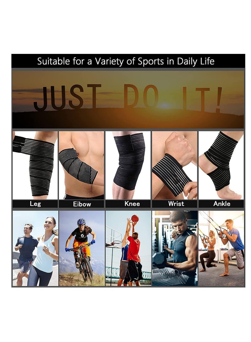 RATSAW 2Pcs Knee Wraps Compression Knee Wraps Adjustable Knee Braces Strap with Hook and Loop Closure Adjustable Knee Wraps Support Men Women Squatting Weightlifting Running Working Out Black  - Image 2
