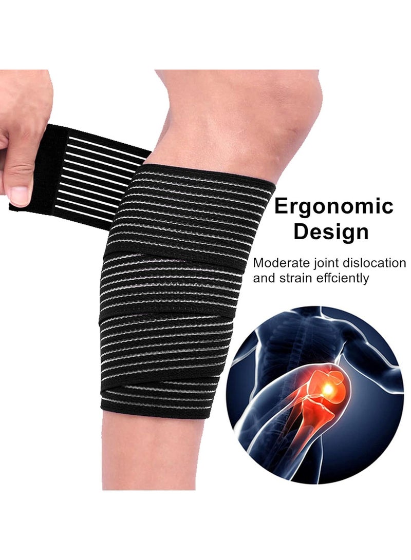 RATSAW 2Pcs Knee Wraps Compression Knee Wraps Adjustable Knee Braces Strap with Hook and Loop Closure Adjustable Knee Wraps Support Men Women Squatting Weightlifting Running Working Out Black  - Image 4
