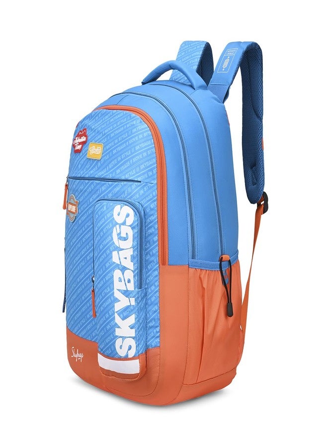 سكاي باجز حقيبة ظهر مدرسية Skybags WOKE PRO 03 بخمسة أقسام، لون برتقالي وأزرق، سعة 35 لترًا - Image 5