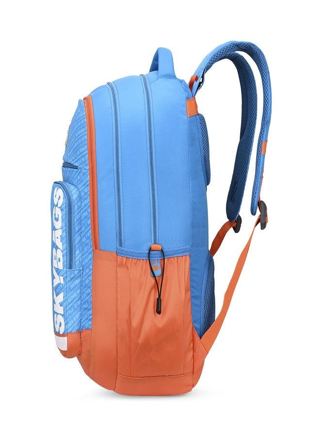 سكاي باجز حقيبة ظهر مدرسية Skybags WOKE PRO 03 بخمسة أقسام، لون برتقالي وأزرق، سعة 35 لترًا - Image 3