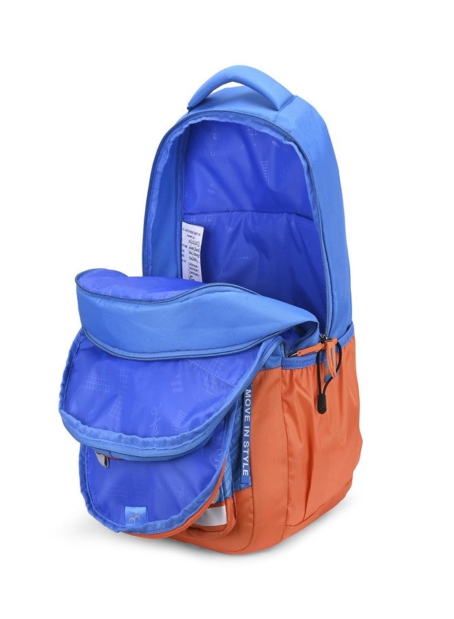 سكاي باجز حقيبة ظهر مدرسية Skybags WOKE PRO 03 بخمسة أقسام، لون برتقالي وأزرق، سعة 35 لترًا - Image 4