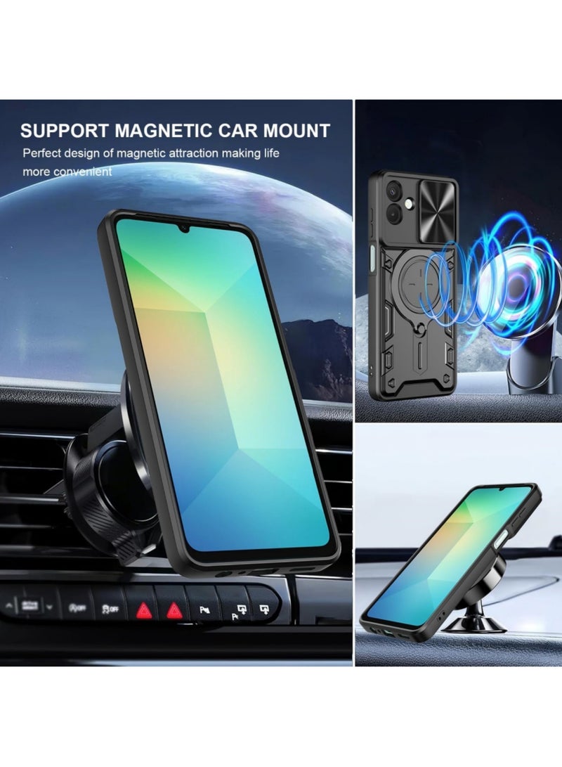 أداندو [1+2] جراب لهاتف سامسونج جالاكسي A07 4G مع واقي شاشة من الزجاج المقوى، وغطاء منزلق للكاميرا، وحلقة مسند مع حماية من الزوايا، وغطاء متين مقاوم للخدش والصدمات (أسود) - Image 4