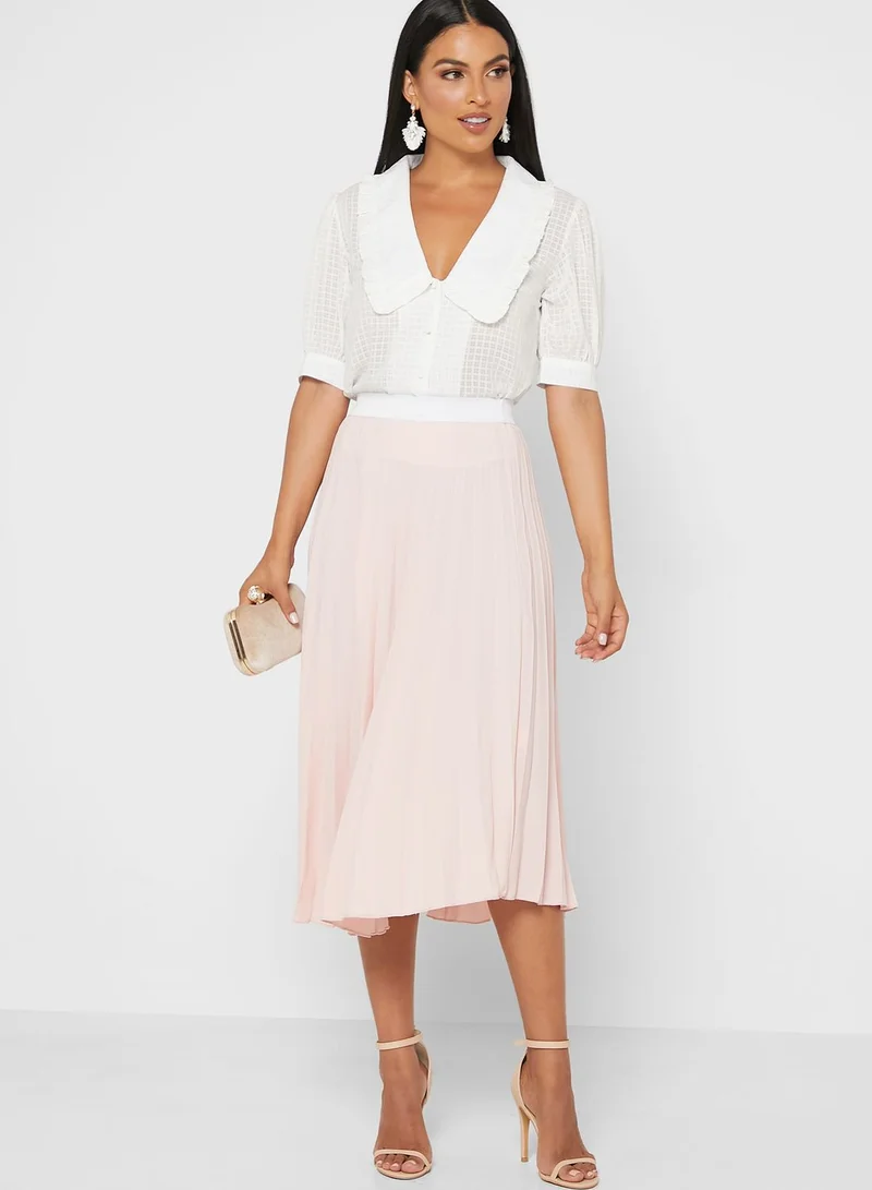 John Zack Pleated Midi Skirt