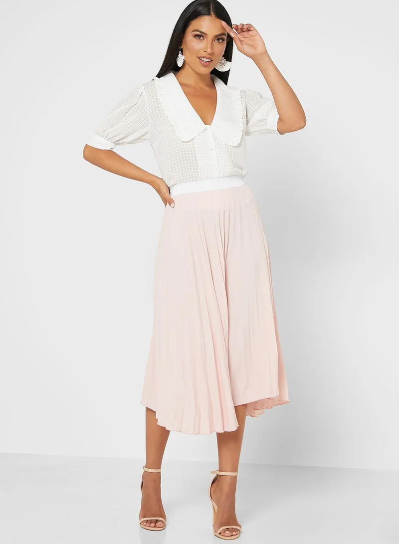 John Zack Pleated Midi Skirt