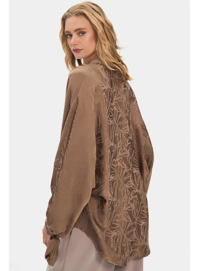 JUNE June Women Oversize/Loose Fit Viscose Blend Sleeves Tie Detail Self-Fited Shirt Mink