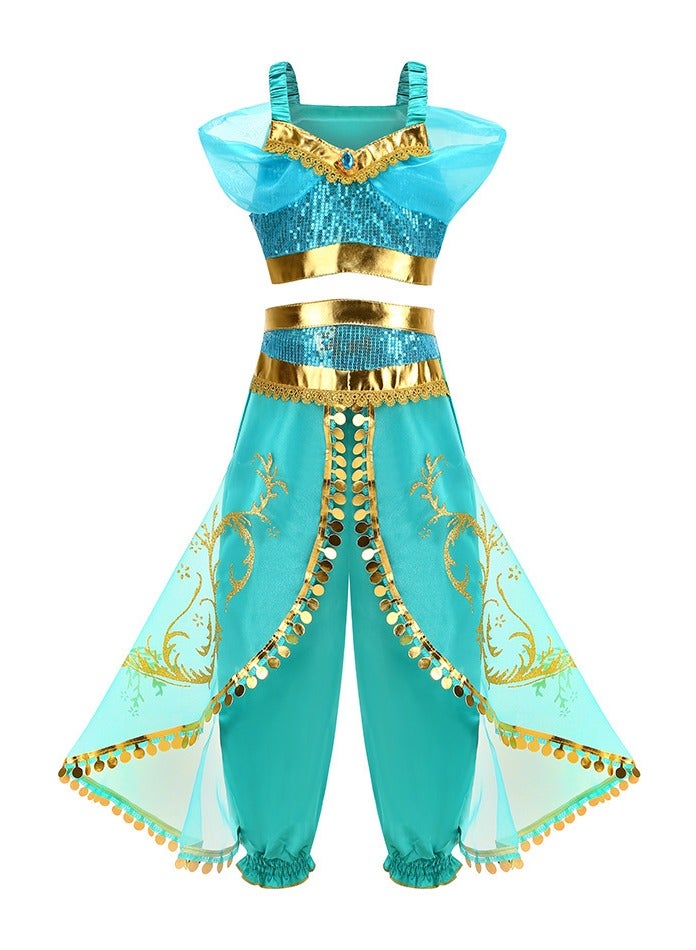 Girls' Princess Dress Up Costume – Latin Dance Set, Aladdin-Inspired Outfit for Halloween & Party – Size 120cm - Image 2