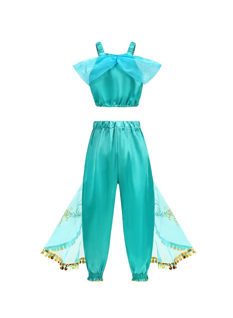 Girls' Princess Dress Up Costume – Latin Dance Set, Aladdin-Inspired Outfit for Halloween & Party – Size 120cm - Image 4