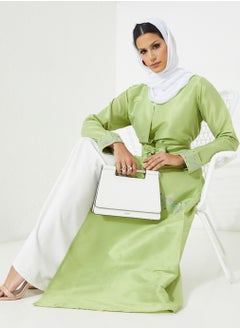 Rosette Abaya Stylish Green Abaya with embroidery design  - Image 1